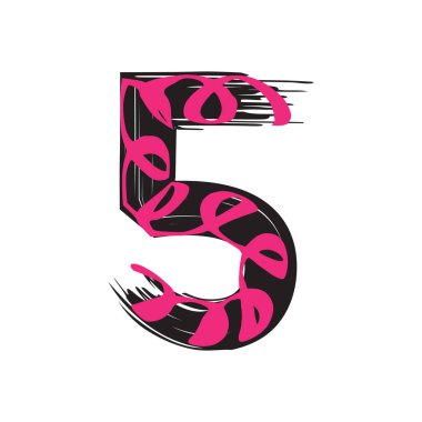 5 numaralı Grunge beyaz arka planda izole edilmiş. Vektör çizimi. Poster, broşür, kitapçık, sosyal medya ve tebrik kartı için tasarım ögesi.