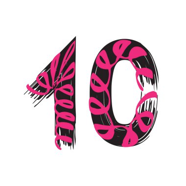 10 numaralı Grunge beyaz arka planda izole edilmiş. Vektör çizimi. Poster, broşür, kitapçık, sosyal medya ve tebrik kartı için tasarım ögesi.