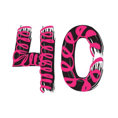 Kırk numaralı Grunge beyaz arka planda izole edilmiş. Vektör çizimi. Poster, broşür, kitapçık, sosyal medya ve tebrik kartı için tasarım ögesi.