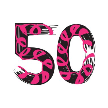 50 numaralı Grunge beyaz arka planda izole edilmiş. Vektör çizimi. Poster, broşür, kitapçık, sosyal medya ve tebrik kartı için tasarım ögesi.