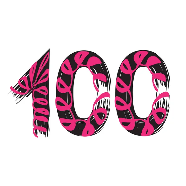 100 numaralı Grunge beyaz arka planda izole edilmiş. Vektör çizimi. Poster, broşür, kitapçık, sosyal medya ve tebrik kartı için tasarım ögesi.
