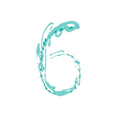 6 numaralı Grunge beyaz arka planda izole edilmiş. Vektör çizimi. Poster, broşür, kitapçık, sosyal medya ve tebrik kartı için tasarım ögesi.