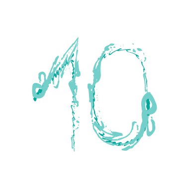 10 numaralı Grunge beyaz arka planda izole edilmiş. Vektör çizimi. Poster, broşür, kitapçık, sosyal medya ve tebrik kartı için tasarım ögesi.