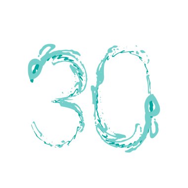 30 numaralı Grunge beyaz arka planda izole edilmiş. Vektör çizimi. Poster, broşür, kitapçık, sosyal medya ve tebrik kartı için tasarım ögesi.