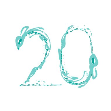 20 numaralı Grunge beyaz arka planda izole edilmiş. Vektör çizimi. Poster, broşür, kitapçık, sosyal medya ve tebrik kartı için tasarım ögesi.