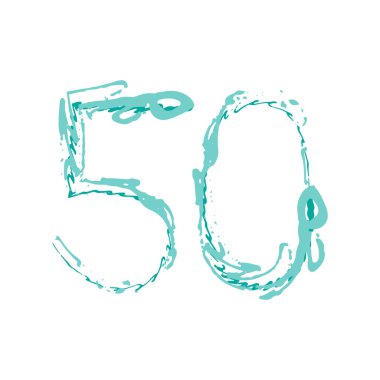 50 numaralı Grunge beyaz arka planda izole edilmiş. Vektör çizimi. Poster, broşür, kitapçık, sosyal medya ve tebrik kartı için tasarım ögesi.