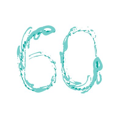 60 numaralı Grunge beyaz arka planda izole edilmiş. Vektör çizimi. Poster, broşür, kitapçık, sosyal medya ve tebrik kartı için tasarım ögesi.