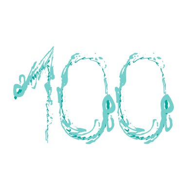 100 numaralı Grunge beyaz arka planda izole edilmiş. Vektör çizimi. Poster, broşür, kitapçık, sosyal medya ve tebrik kartı için tasarım ögesi.