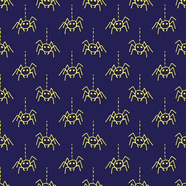 Bezproblémový Vzor Halloweenskými Postavami Ručně Tažení Pavouci Vektorová Ilustrace Design — Stockový vektor