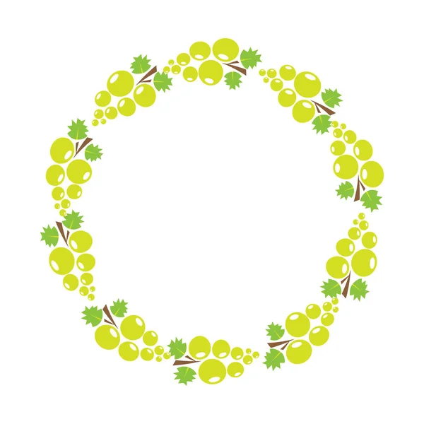 Cadre Cercle Avec Des Grappes Raisins Isoler Sur Fond Blanc — Image vectorielle