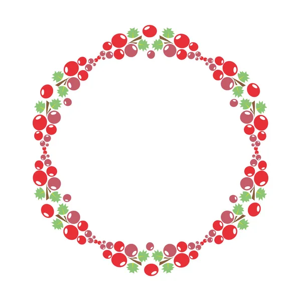 Cirkelframe Met Tros Druiven Geïsoleerd Witte Achtergrond Vector Illustratie Design — Stockvector