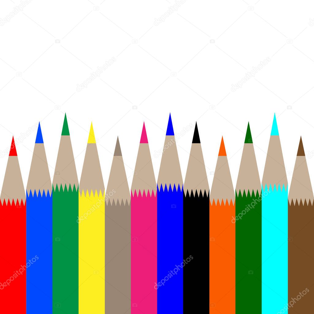 Multicolored pencils on white background vector illustration