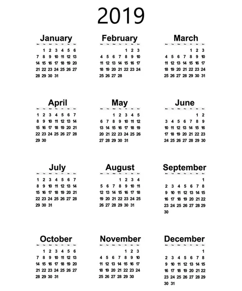 Skvělé nové Nástěnný kalendář 2019. Vektorové ilustrace ikona — Stockový vektor