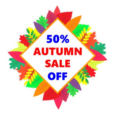 Sonbahar satış, vektör tasarım afiş renkli yaprakları