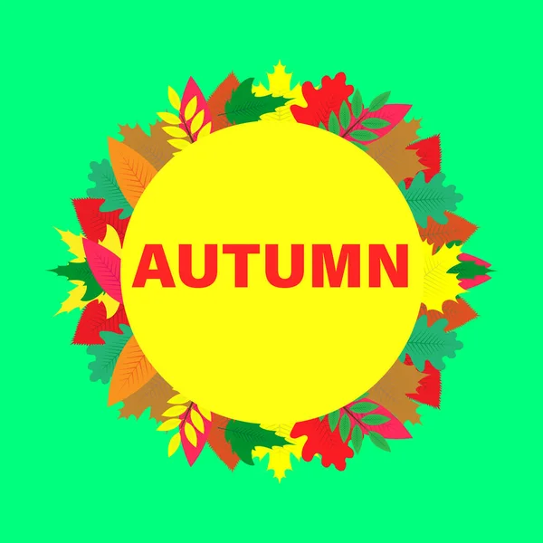 Tarjeta vectorial con hojas coloridas de otoño — Archivo Imágenes Vectoriales