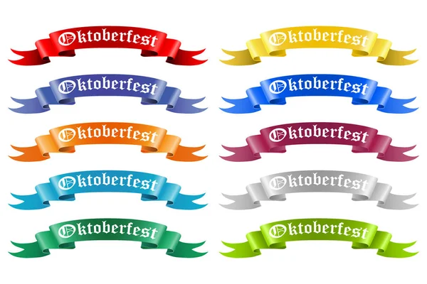 Kolekcja z kolorowymi wstążkami z tekstem Oktoberfest — Wektor stockowy