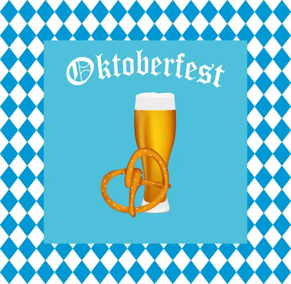Bière avec bretzel au festival Oktoberfest — Image vectorielle