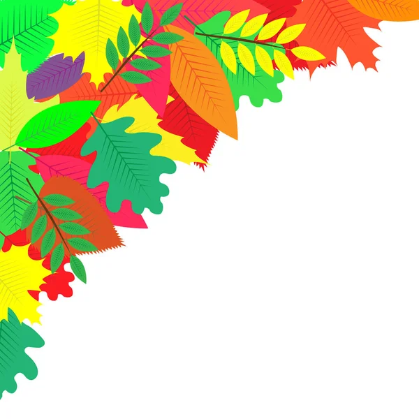 Fondo decorado con hojas de otoño de colores — Vector de stock