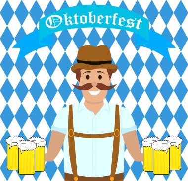 Komik adam elinde bira bardağı