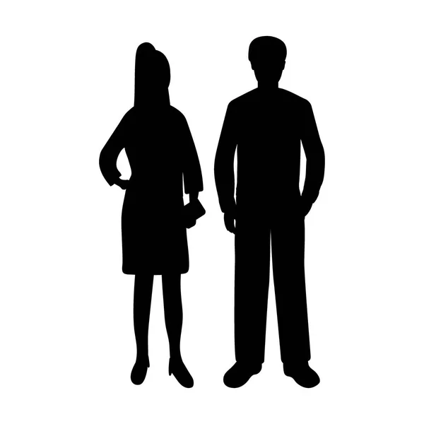 Silhouetten eines Mannes und einer Frau — Stockvektor