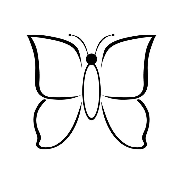 Schwarzer Schmetterling auf weißem Hintergrund — Stockvektor