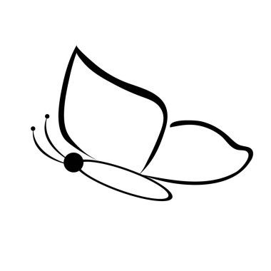 Beyaz arka planda siyah kelebek