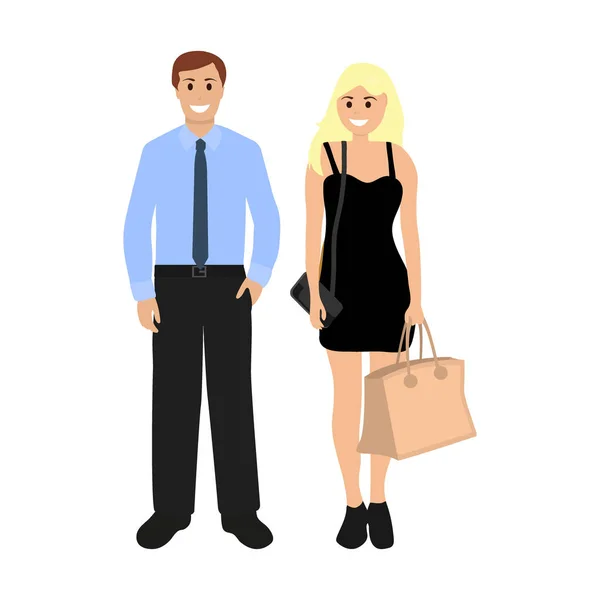 Male businessman and blond sexy woman — Stock Vector