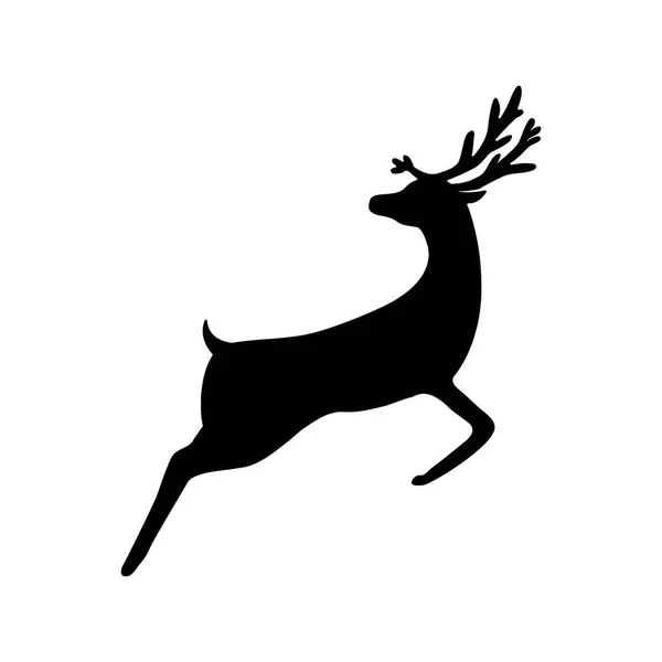 Christmas reindeer silhouette — Stock Vector