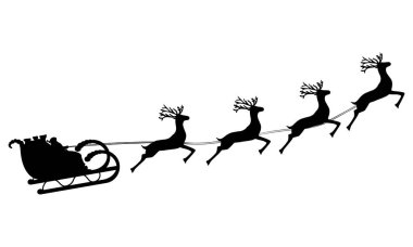 Noel Baba bir kızakta emniyet kemeri üzerinde Ren geyiği rides