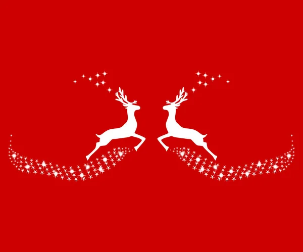 Two reindeer leap towards each other — Stock Vector