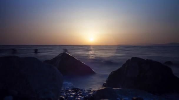 Pôr Sol Timelapse Mar Egeu Mediterrâneo Interior Ilha Rhodes — Vídeo de Stock