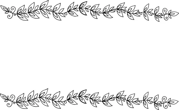 葉枝を持つフレームを落書き 大人のための着色のページ ベクトル図 — ストックベクタ