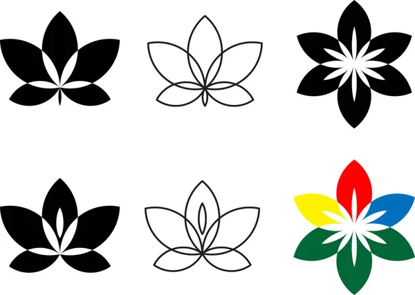 Набор Иконок Цветов Плоский Логотип Коллекцией Цветочных Элементов Дизайна Векторная — стоковый вектор