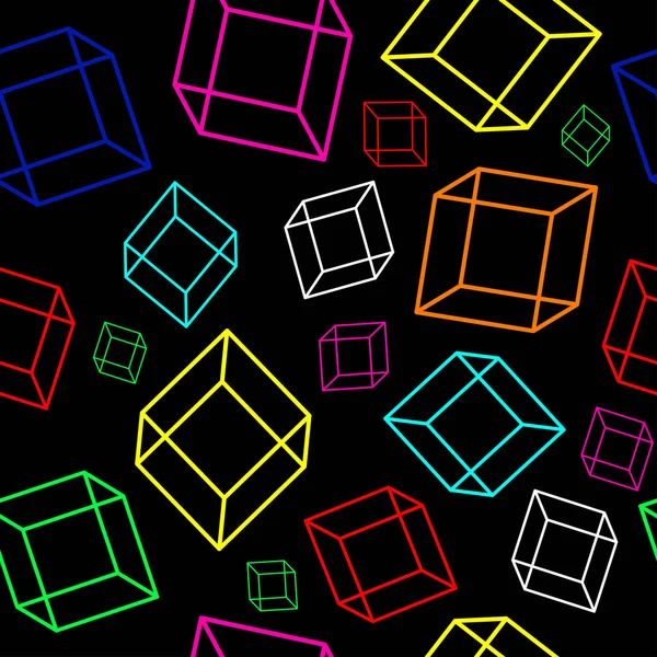 Patrón Sin Costuras Con Elementos Geométricos Cubos Colores Ilustración Vectorial — Vector de stock