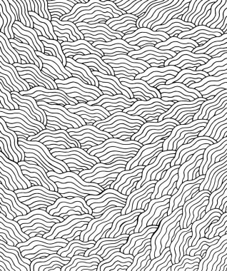 Wavy waves pattern - coloring page for adults. Doodle ink artwork. Vector illustration. clipart
