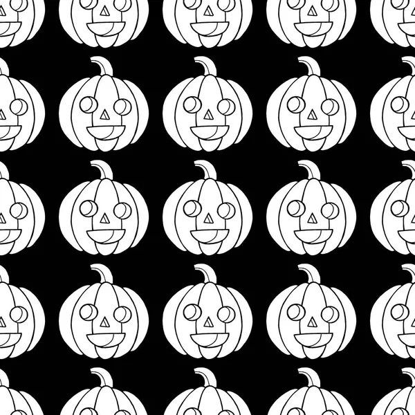 Patrón Sin Costuras Halloween Con Calabaza Página Para Colorear Miedo — Vector de stock