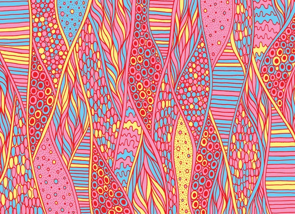 Doodle Patroon Achtergrond Zentangle Kunst Trippy Patroon Neon Kleur Bloemen — Stockvector