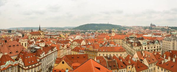 Panoramic view on old town in Prague, Czech Republic