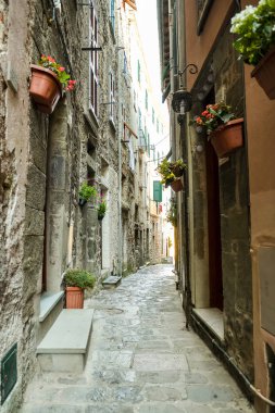 Corniglia, Cinque Terre, İtalya için çok dar sokaklarda biri