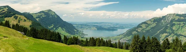 Bella Vista Sulla Vetta Rigi Kulm Sul Lago Zugo Nelle — Foto Stock