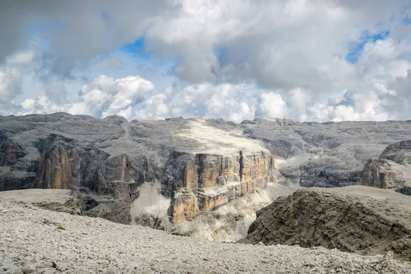 Dolomites Üzerinden Sasso Pordoi Sella Grubunda Güzel Manzara — Stok fotoğraf