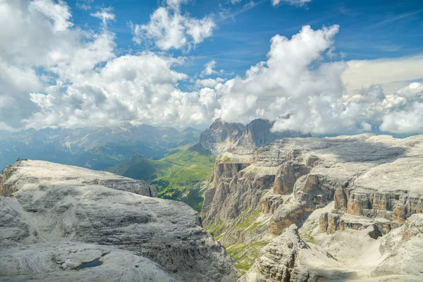 Nádherný Pohled Dolomity Vysokohorských Túrách Piz Boe Během Dramatického Letního — Stock fotografie
