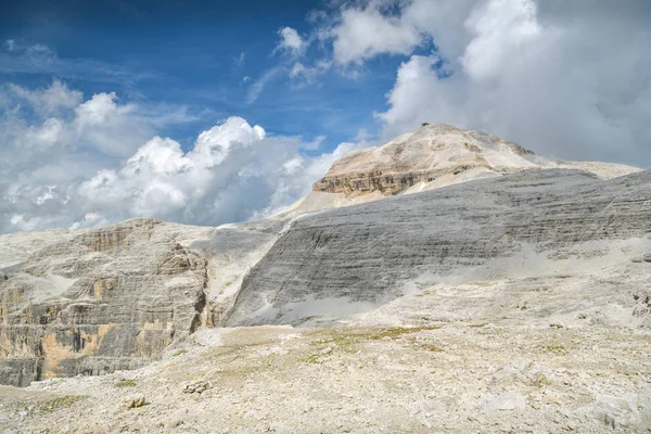 Piz Boe Peak Sella Grupp Nära Staden Canazei Italienska Dolomiterna — Stockfoto