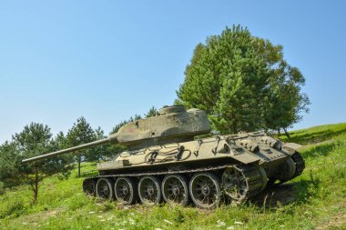 Ölüm Vadisi'nde Ww2 Sovyet T34 tankı ayrıntılı bir görünüm