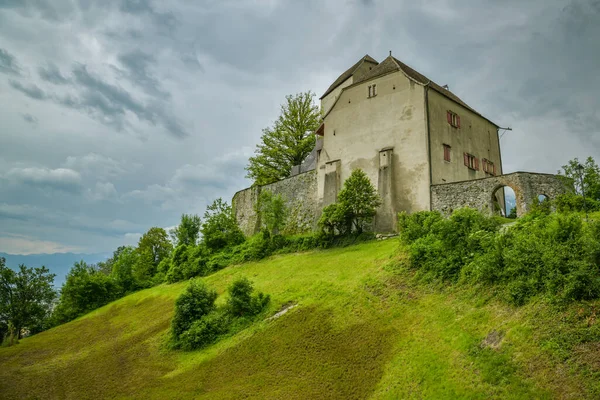 Sarganların Kalesinin Sviçre Deki Sarganların Üzerindeki Küçük Tepenin Güzel Manzarası — Stok fotoğraf