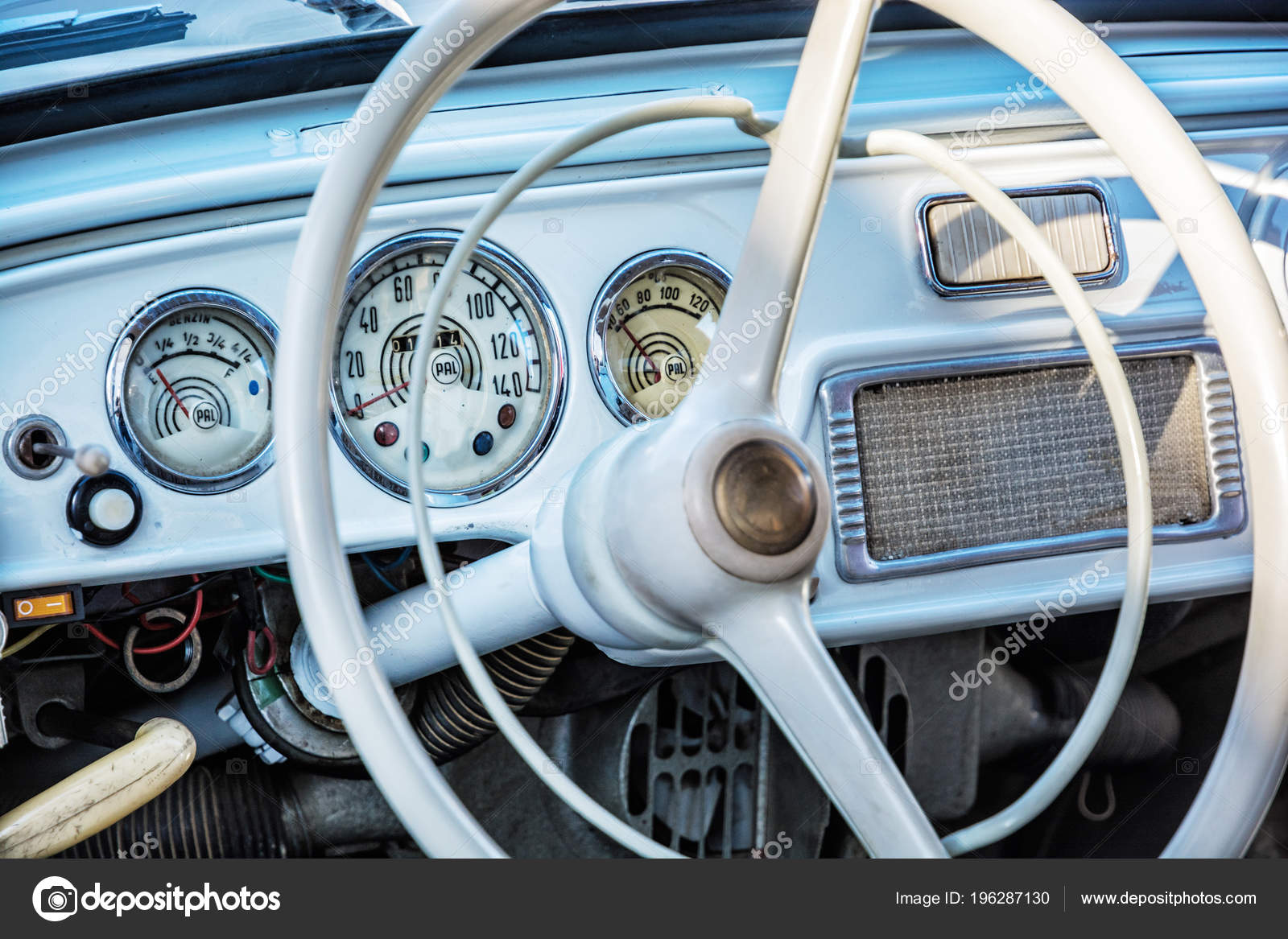 Steering Wheel Dashboard Historic Vintage Red Car Retro