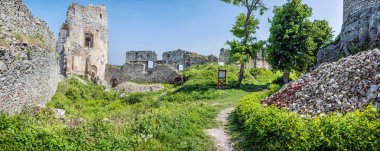 Ruins of the castle Gymes in Slovak republic. Travel destination. Panoramic photo. clipart