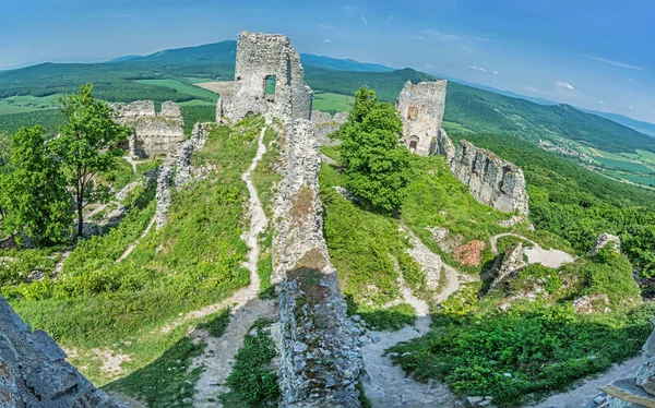 Ruinas Del Castillo Gymes República Eslovaca Destino Viaje Foto Panorámica — Foto de Stock