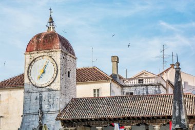 Trogir Saat Kulesi, Hırvatistan detayını. Mimari tema. Seyahat hedef.
