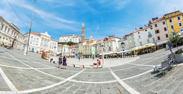 Piran Slovenia August 2018 Tartini Square Largest Main Square Town — Stock Photo, Image